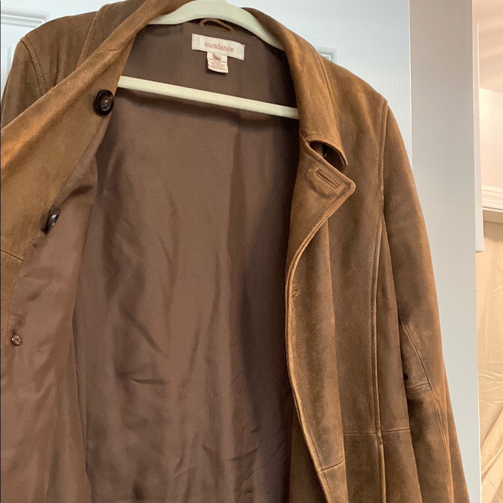 Sundance Leather Suede Peacoat Style Double Breasted Jacket sz M - Picture 11 of 13
